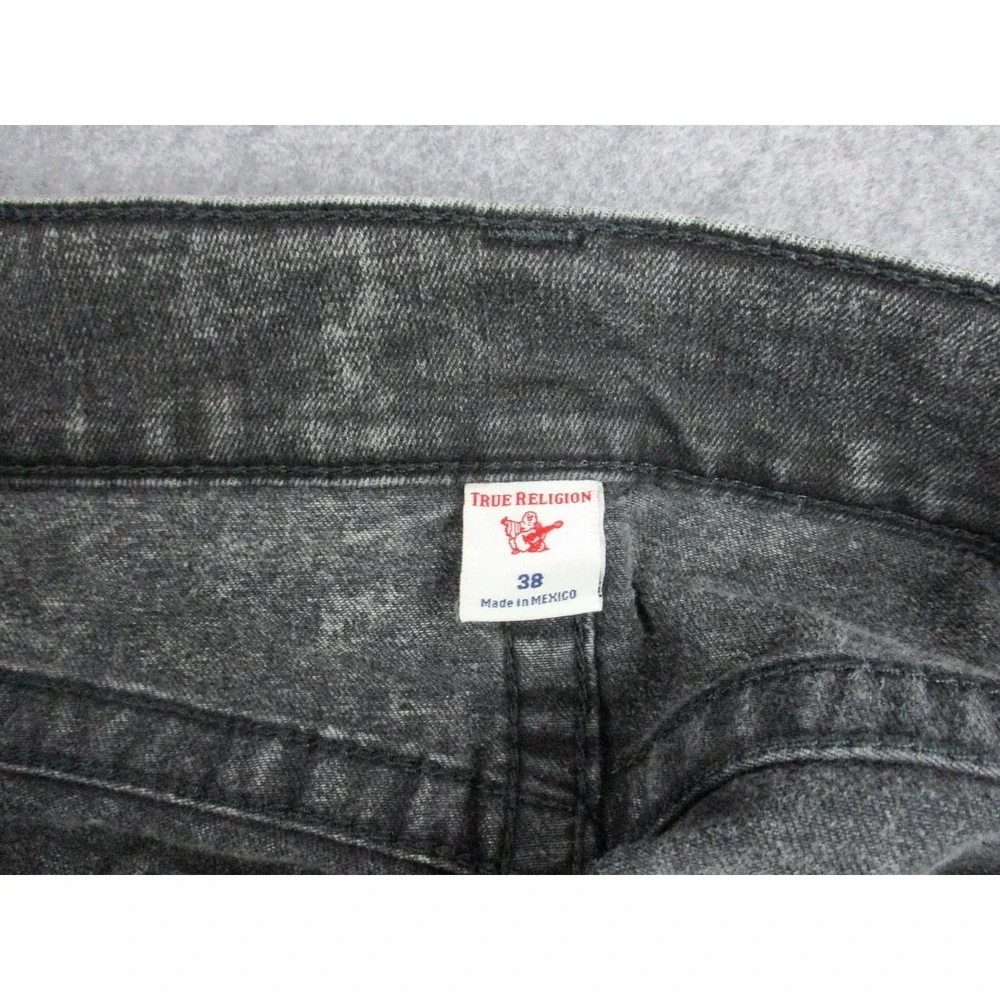True Religion Jeans Mens 38 Gray Rocco Moto Relaxed Skinny Pocket Embroidery